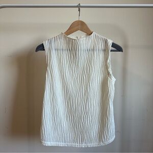 White Ribbed Detail Sleeveless Top Size L